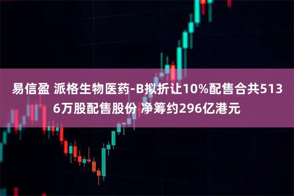 易信盈 派格生物医药-B拟折让10%配售合共5136万股配售股份 净筹约296亿港元