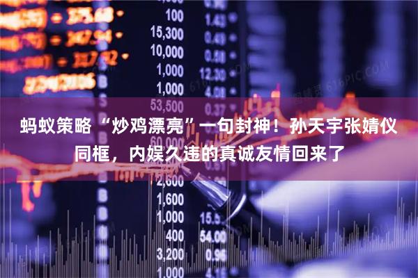 蚂蚁策略 “炒鸡漂亮”一句封神！孙天宇张婧仪同框，内娱久违的真诚友情回来了