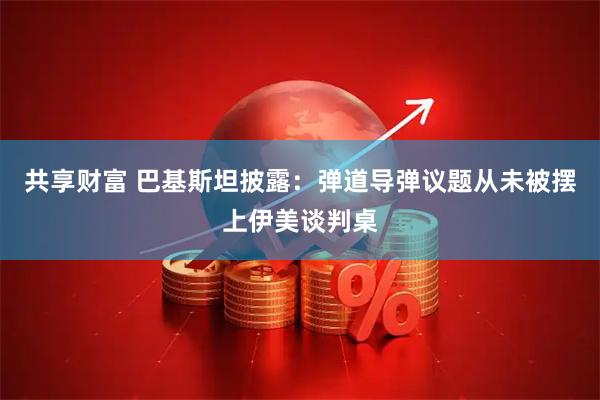 共享财富 巴基斯坦披露：弹道导弹议题从未被摆上伊美谈判桌